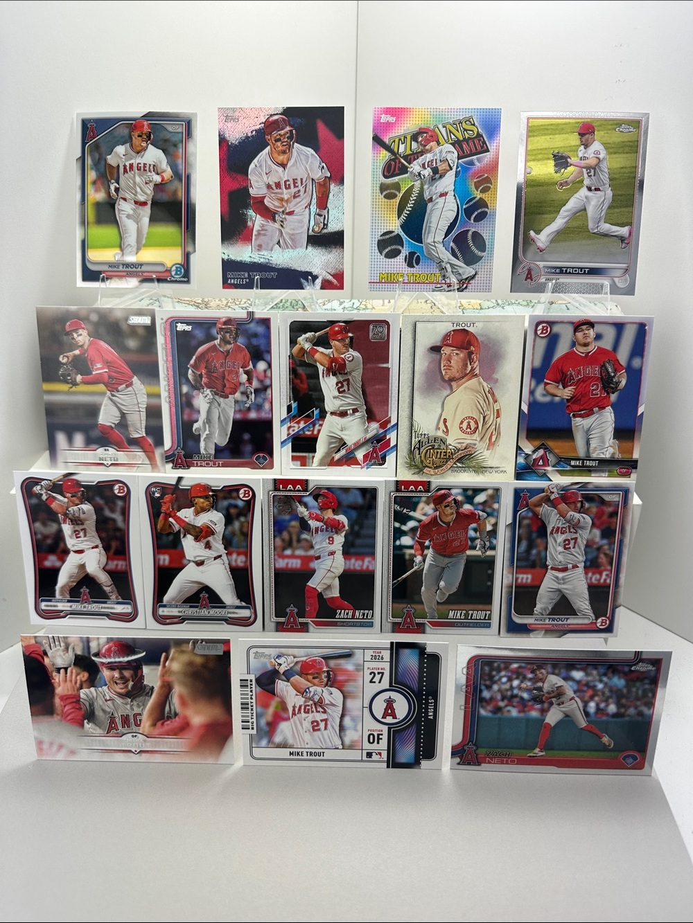 13 Mike Trout Angels cards w/ 3 Zach Neto and Christian Moore rookie